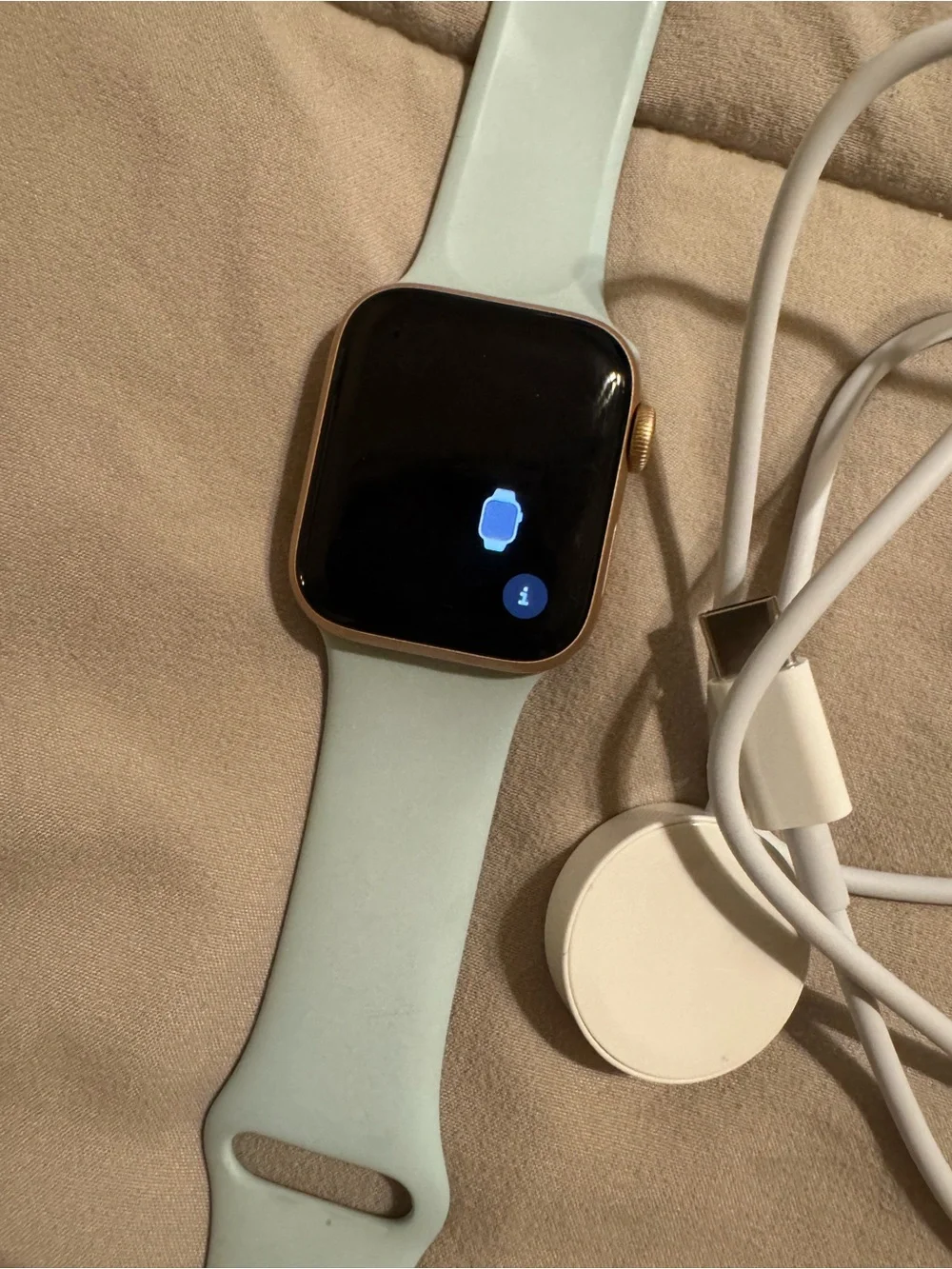 Apple Watch with Mint Green Sport Band and Charger